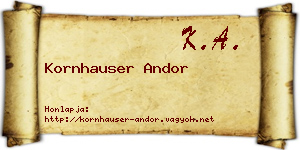 Kornhauser Andor névjegykártya